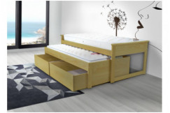 Ausziehbares bett 90x200 Maxi aux Massivholz mit Schubladen