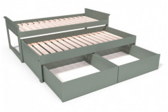 Ausziehbares bett 90x200 Maxi aux Massivholz mit Schubladen