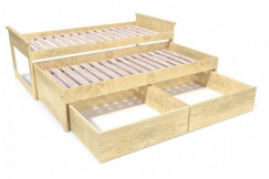 Ausziehbares bett 90x200 Maxi aux Massivholz mit Schubladen