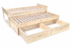 Ausziehbares bett 90x200 Maxi aux Massivholz mit Schubladen