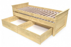 Ausziehbares bett 90x200 Maxi aux Massivholz mit Schubladen
