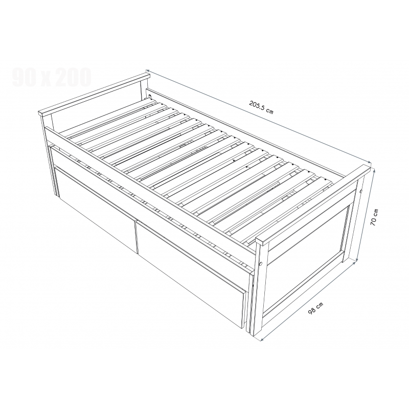 AUSZIEHBETT 90 X 200