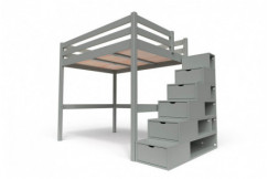 Letto a soppalco legno con scala cubo Sylvia - 140x200