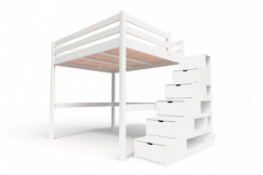 Lit Mezzanine bois avec escalier cube Sylvia - 160x200