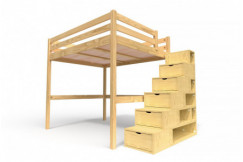 Lit Mezzanine bois avec escalier cube Sylvia - 160x200