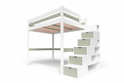 Lit Mezzanine bois avec escalier cube Sylvia - 160x200