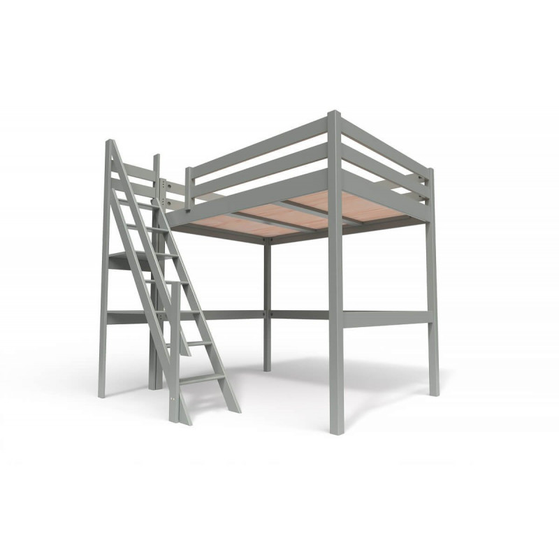 Letto a soppalco legno con scala di mugnaio Sylvia - 140x200