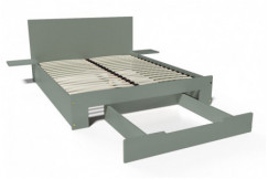 Happy wooden bed 2 places with drawer and bedside tables