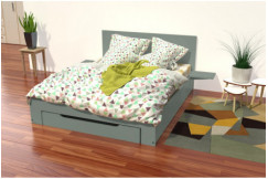 Happy wooden bed 2 places with drawer and bedside tables