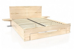 Happy wooden bed 2 places with drawer and bedside tables