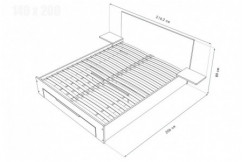 Bett 140x200 2 Plätze mit Schublade + Nachttische Happy