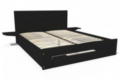 Happy wooden bed 2 places with drawer and bedside tables - 160x200