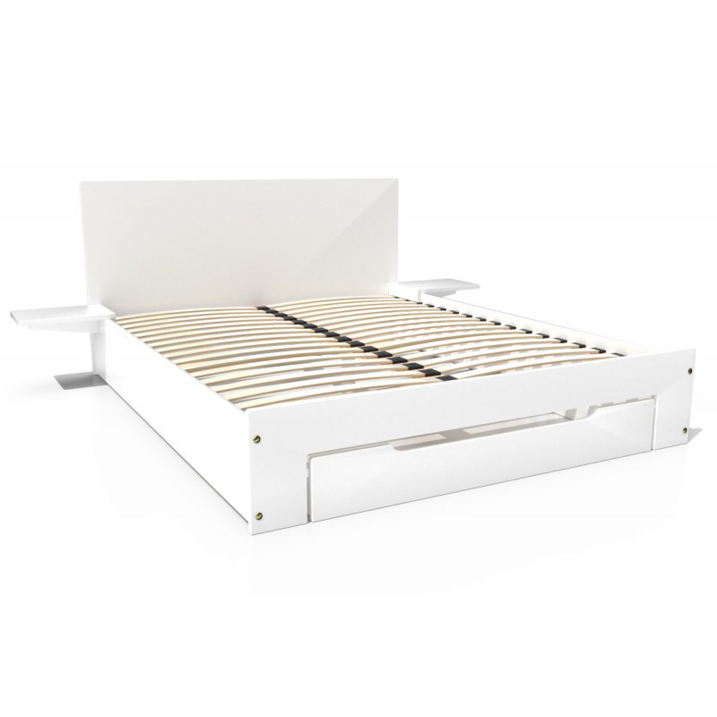 Happy Holzbett 2 Plätze mit Schublade + Nachttische - 160x200