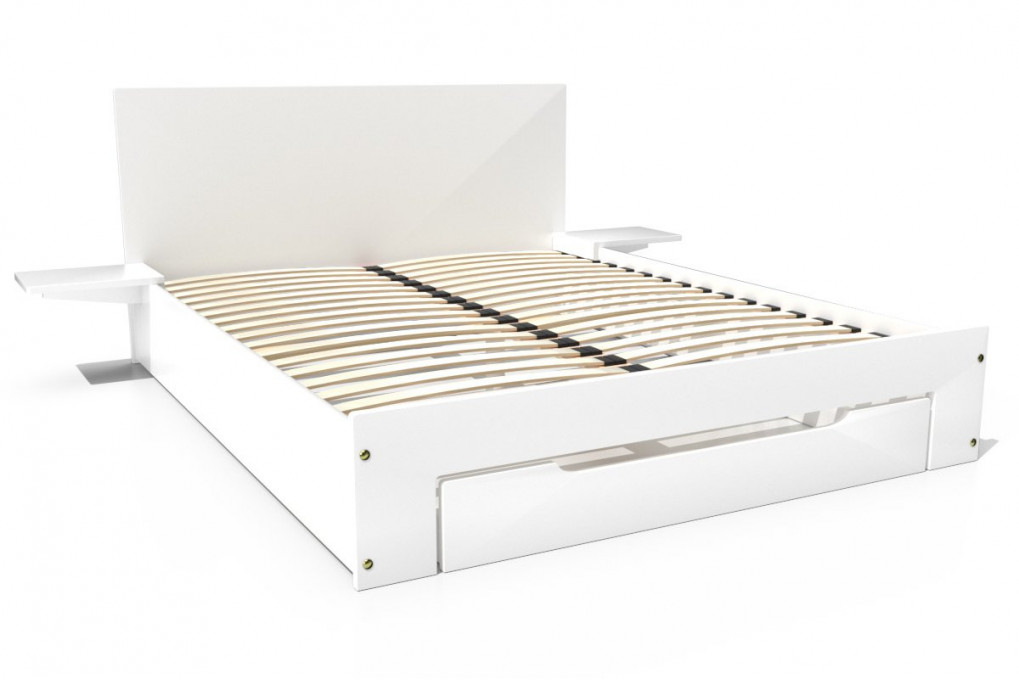 Happy Holzbett 2 Plätze mit Schublade + Nachttische - 160x200