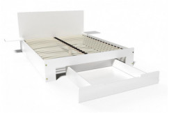 Happy Holzbett 2 Plätze mit Schublade + Nachttische - 160x200