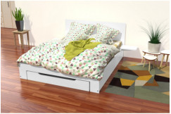 Happy Holzbett 2 Plätze mit Schublade + Nachttische - 160x200