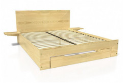 Happy wooden bed 2 places with drawer and bedside tables - 160x200