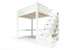 High sleeper bed for adults 120x200 Alpage with staircase with storage