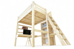 Lit Mezzanine adulte 120x200 bois + échelle hauteur réglable Alpage
