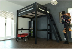 Lit Mezzanine adulte 120x200 bois + échelle hauteur réglable Alpage