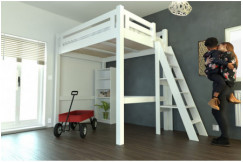 Lit Mezzanine adulte 120x200 bois + échelle hauteur réglable Alpage