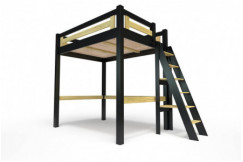 Lit Mezzanine adulte 140x200 bois + échelle hauteur réglable Alpage