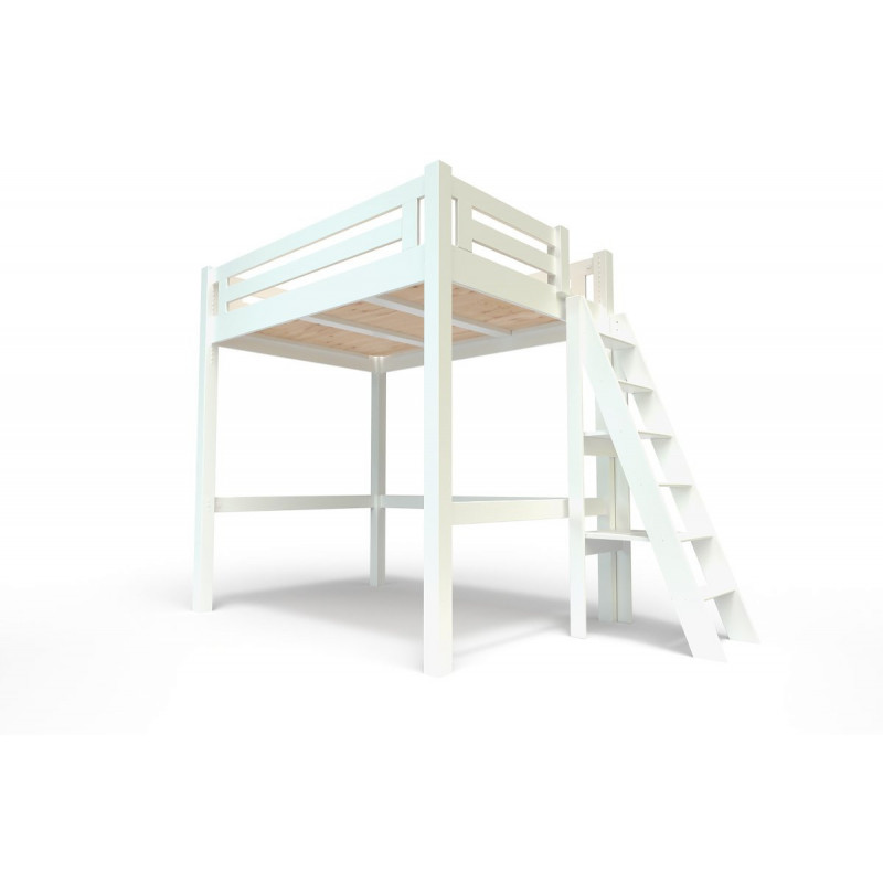 Lit Mezzanine adulte 140x200 bois + échelle hauteur réglable Alpage