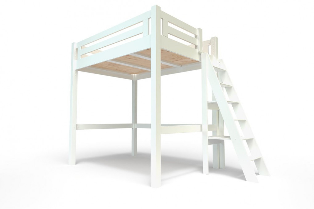 Letto a soppalco 140x200 Alpage in legno altezza regolabile