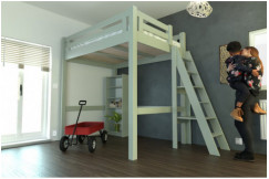 Lit Mezzanine adulte 160x200 bois + échelle hauteur réglable Alpage