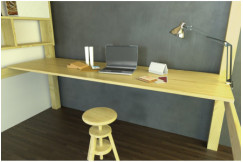 Scrivania sospesa in legno da 200 cm per letto a soppalco