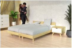 Cama gemela de madera maciza con cabecera Twin - 80x190