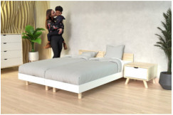 Zwillingsbett Massivholz mit Kopfteil Twin - 80x200