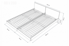 Cama gemela de madera maciza con cabecera Twin - 80x200