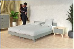 Zwillingsbett Massivholz mit Kopfteil Twin - 90x190