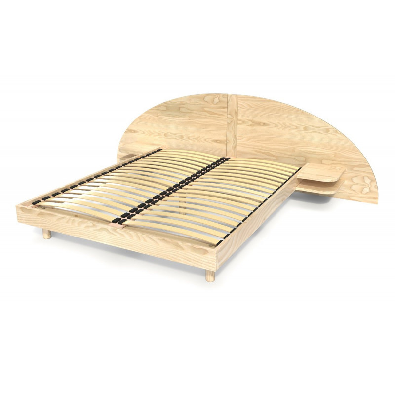 2 Sitzer Holzbett 140x190 mit Kopfteil und Nachttischen ARC