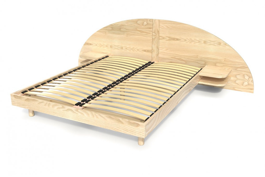 2 Sitzer Holzbett 140x190 mit Kopfteil und Nachttischen ARC