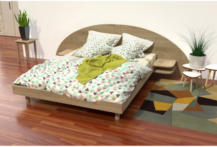 Cama 140x190 2 plazas madera con cabecera y mesitas de noche ARC
