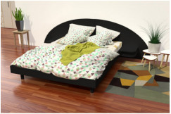 Wooden double bed 140x190 +headboard and bedside tables ARC