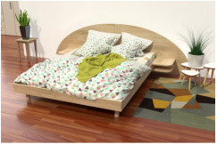 2 Sitzer Holzbett 140x190 mit Kopfteil und Nachttischen ARC