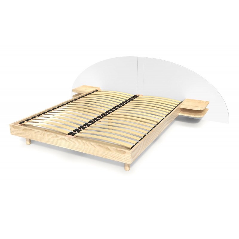 Wooden double bed 140x190 +headboard and bedside tables ARC