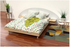 Wooden double bed 140x190 +headboard and bedside tables ARC