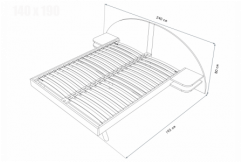 2 Sitzer Holzbett 140x190 mit Kopfteil und Nachttischen ARC