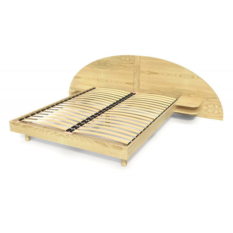 Cama 140x200 2 plazas madera con cabecera y mesitas de noche ARC