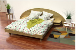 Cama 140x200 2 plazas madera con cabecera y mesitas de noche ARC