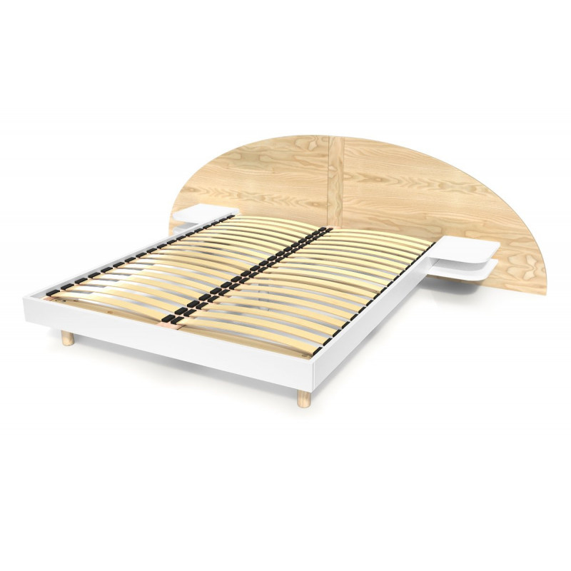 Cama 140x200 2 plazas madera con cabecera y mesitas de noche ARC