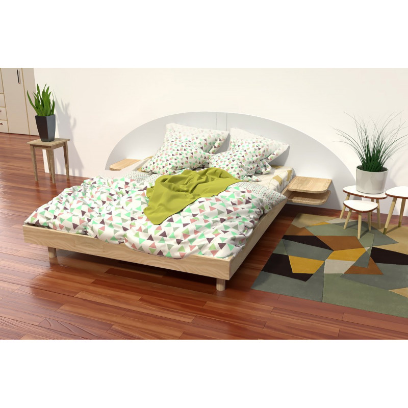 Lit adulte ARC bois avec tête et chevets intégrés