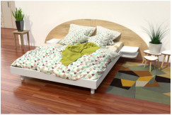 Cama 140x200 2 plazas madera con cabecera y mesitas de noche ARC