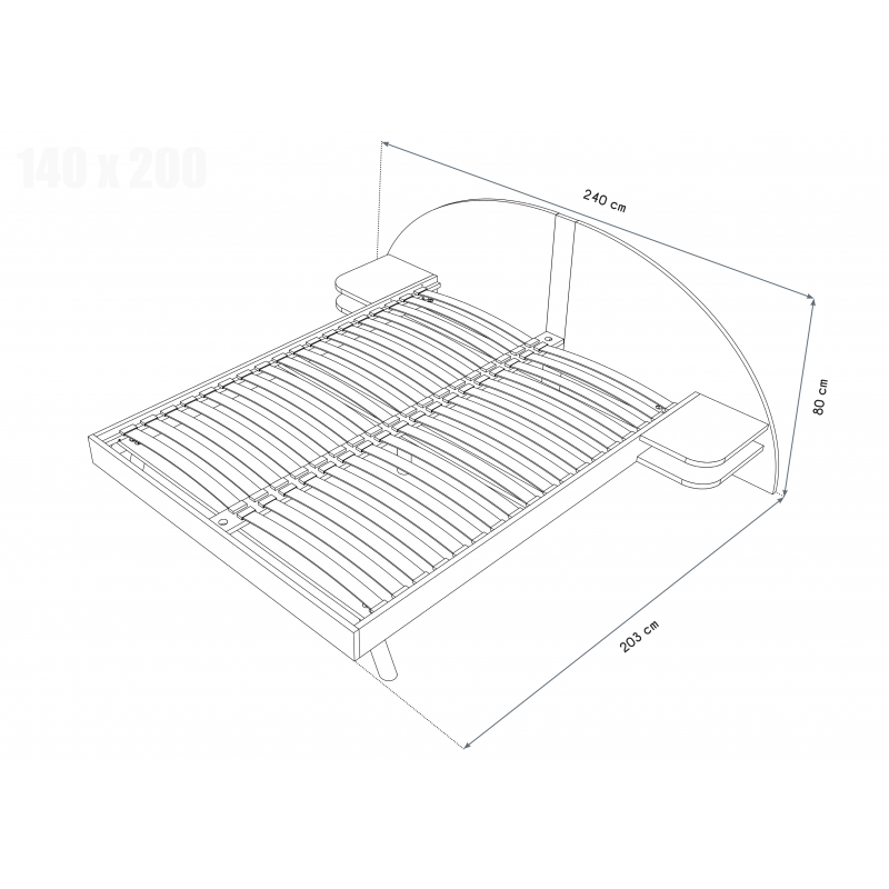 Lit adulte ARC bois avec tête et chevets intégrés