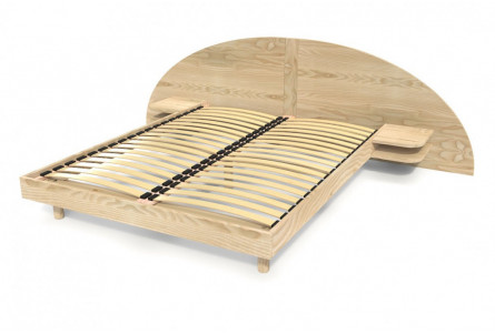 Wooden double bed with headboard and bedside tables ARC - 140x200