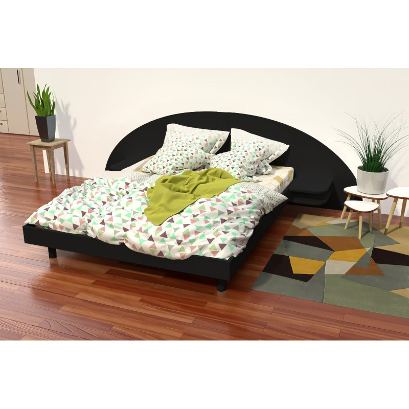 Lit adulte ARC bois avec tête et chevets intégrés